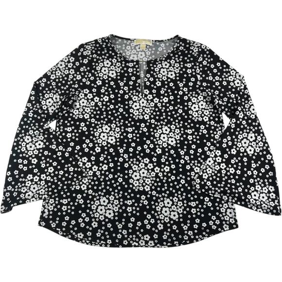 Michael Kors - Women's Black / White Flower Blouse - Size: Large - Picture 1 of 8